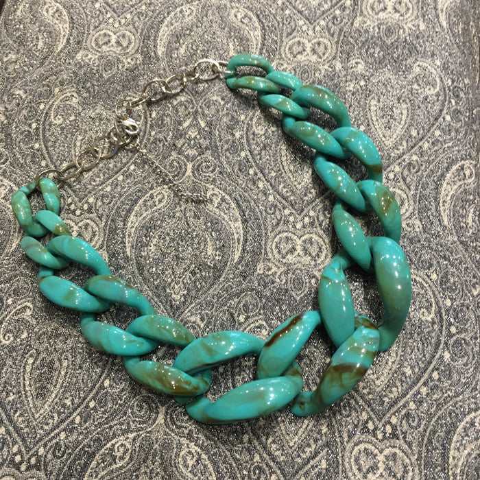 Turquoise Acrylic Chain Necklace - The Hirst Collection