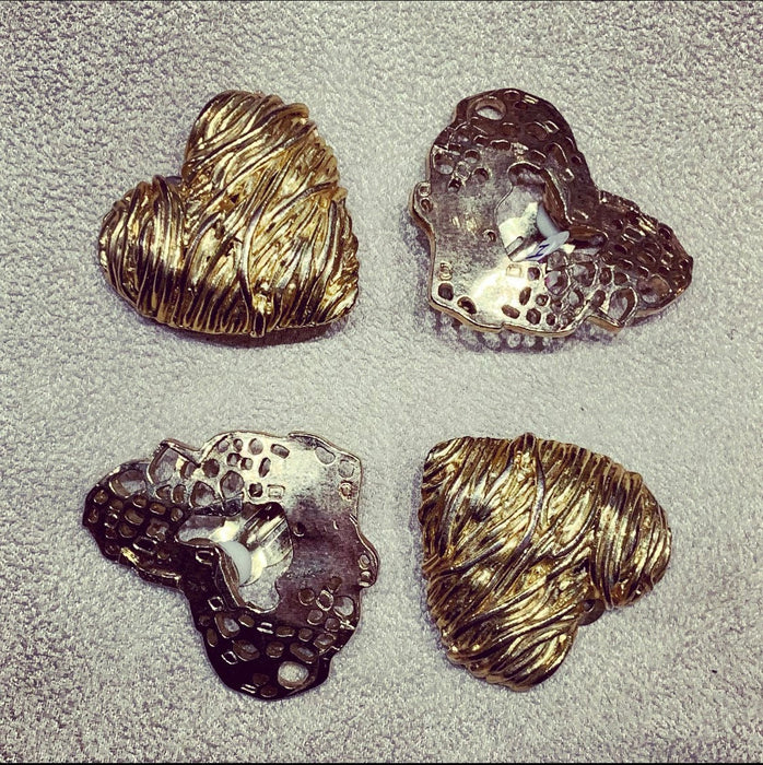 Christian Lacroix Earrings Heart Gold Clip On Vintage - The Hirst Collection