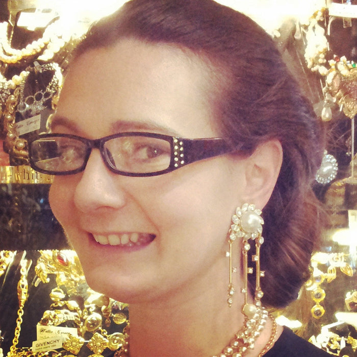 Glass Pearl Earrings with Crystal Chandelier clip On - The Hirst Collection
