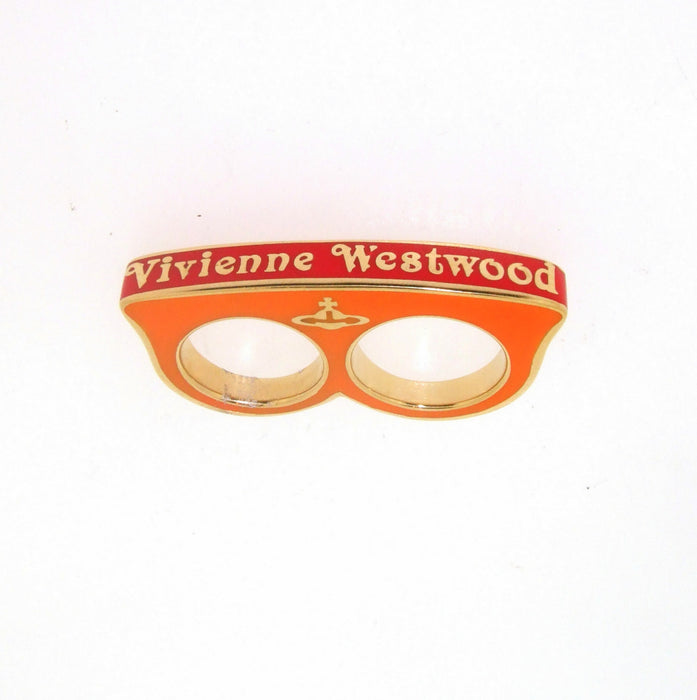 Vivienne Westwood Ring Red Orange Double Two finger - The Hirst Collection
