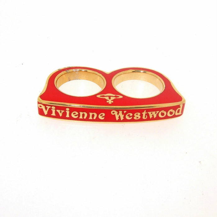 Vivienne Westwood Ring Red Orange Double Two finger - The Hirst Collection
