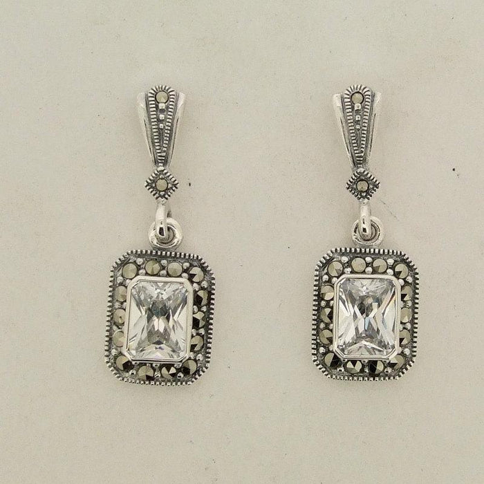 Square Clear Cubic Crystal Earrings - The Hirst Collection