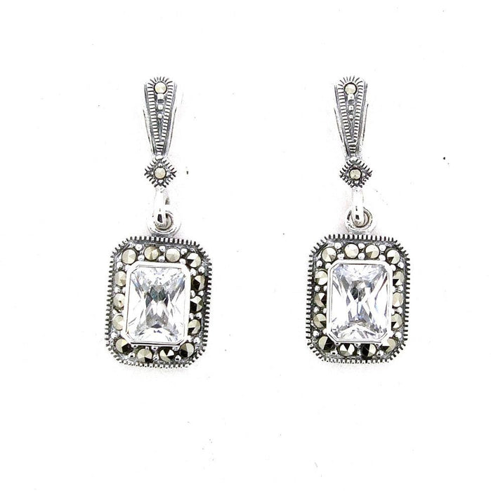 Square Clear Cubic Crystal Earrings - The Hirst Collection