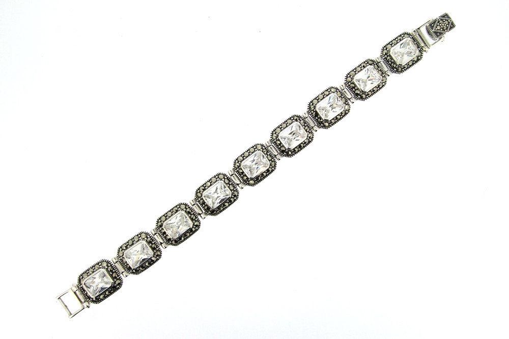 Bridal Silver Wedding Marcasite with Crystal - The Hirst Collection