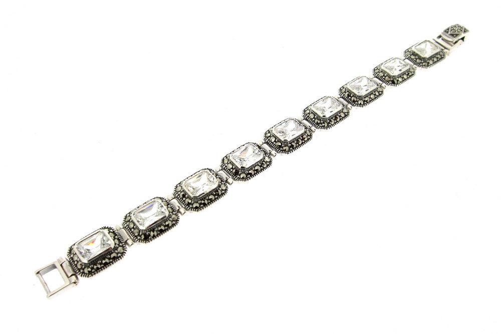 Bridal Silver Wedding Marcasite with Crystal - The Hirst Collection