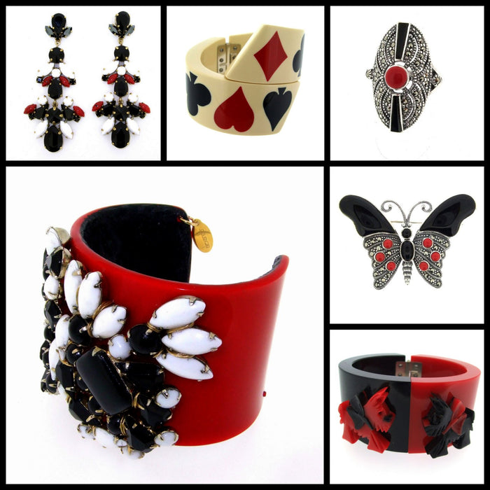 Red Black and White Vintage Bracelet by Katherine Alexander - The Hirst Collection