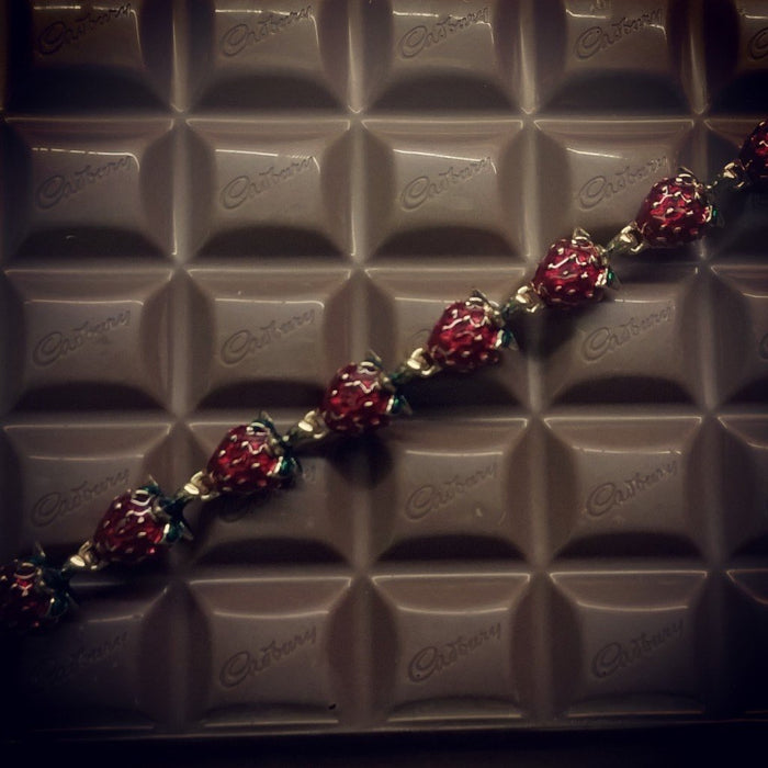 Strawberry Bracelet by Bill Skinner Red Enamel Gold Fruits - The Hirst Collection