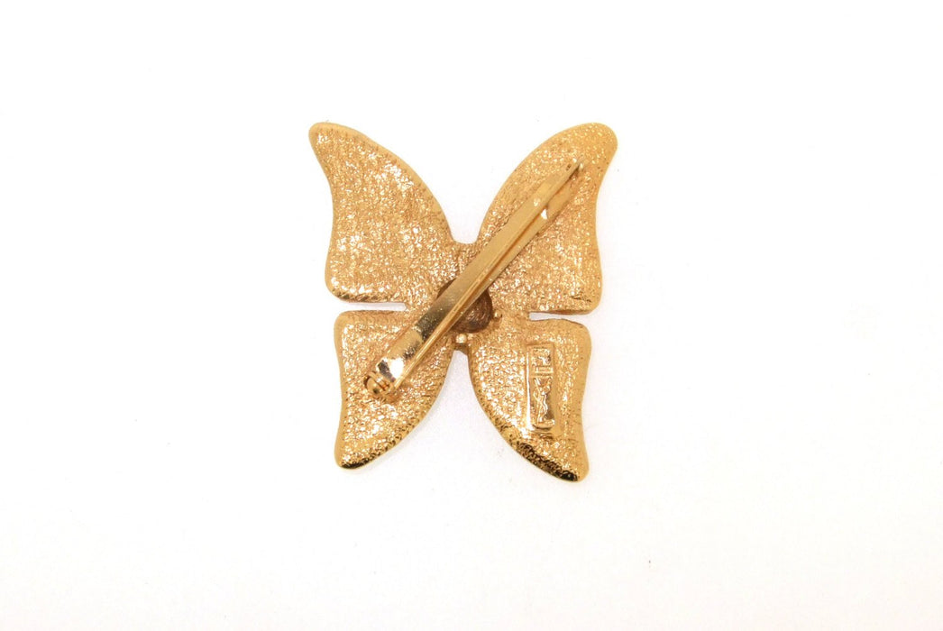 Vintage YSL Butterfly Brooch Yves Saint Laurent Statement Purple Enamel - The Hirst Collection