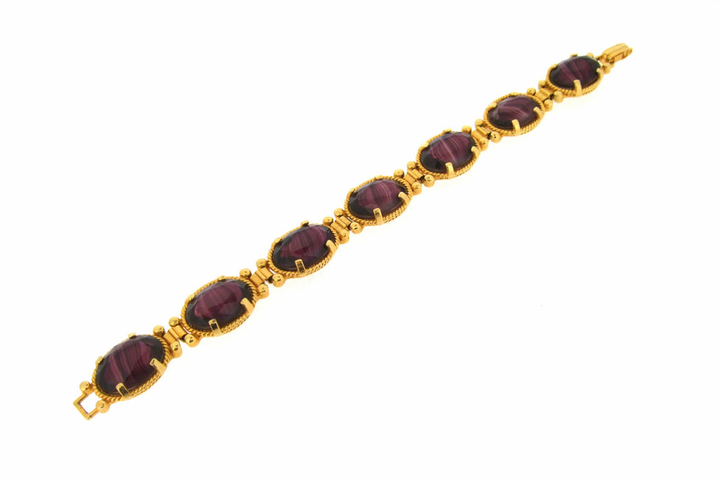 Vintage Purple Bracelet by Sphinx Agate Glass Gold - The Hirst Collection