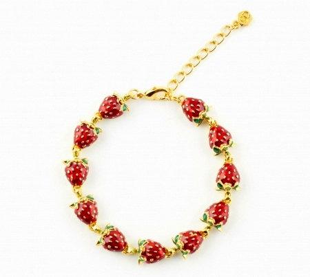 Strawberry Bracelet by Bill Skinner Red Enamel Gold Fruits - The Hirst Collection