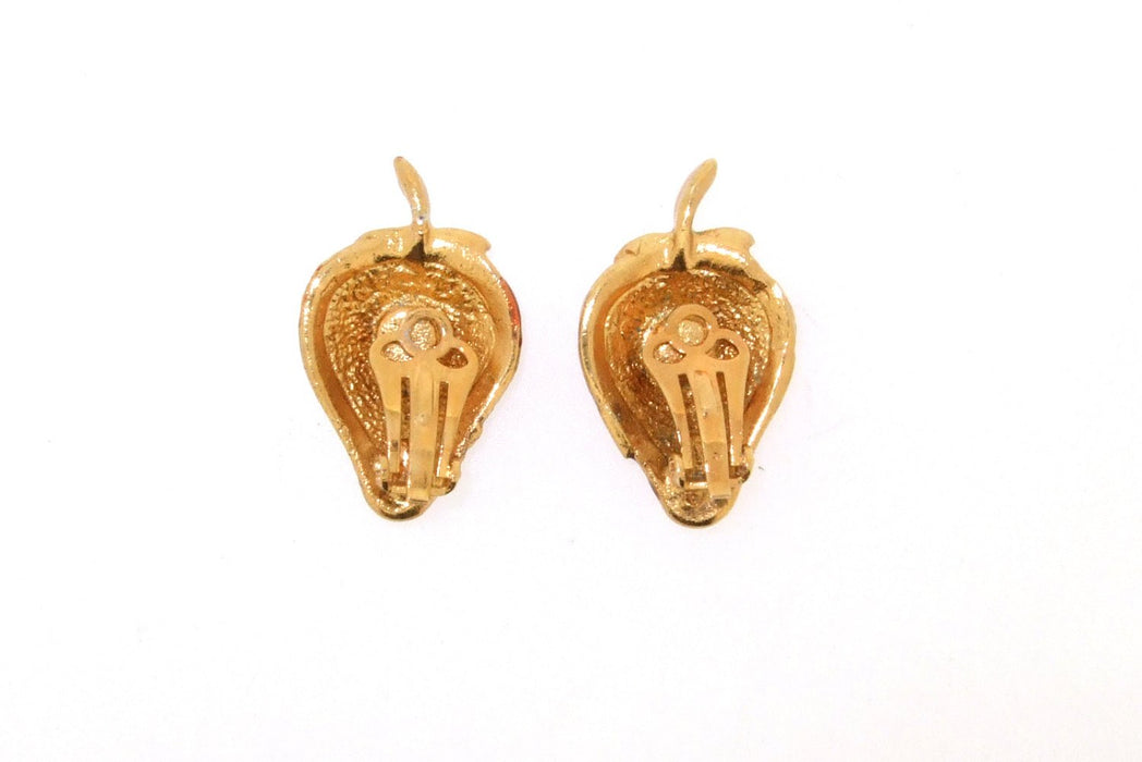 Red Strawberry and Gold Earrings - The Hirst Collection