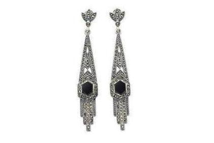 Hexagon Black Onyx Earrings - The Hirst Collection