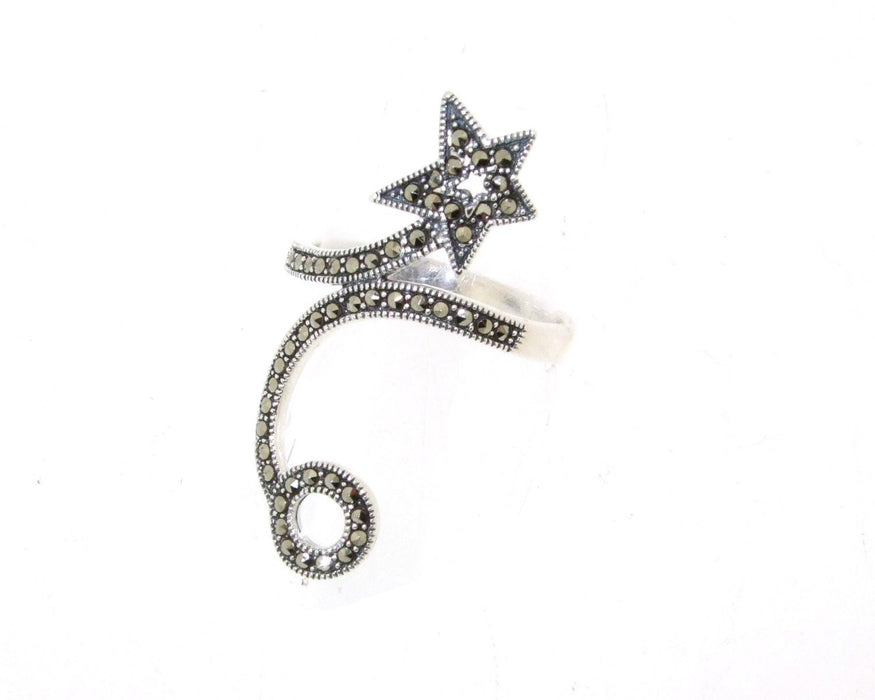 Art Deco Ring Silver Marcasite Shooting Star - The Hirst Collection