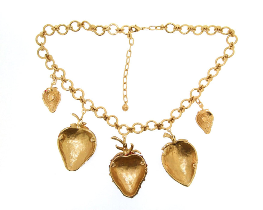 Strawberry Necklace Red Enamel Gold - The Hirst Collection
