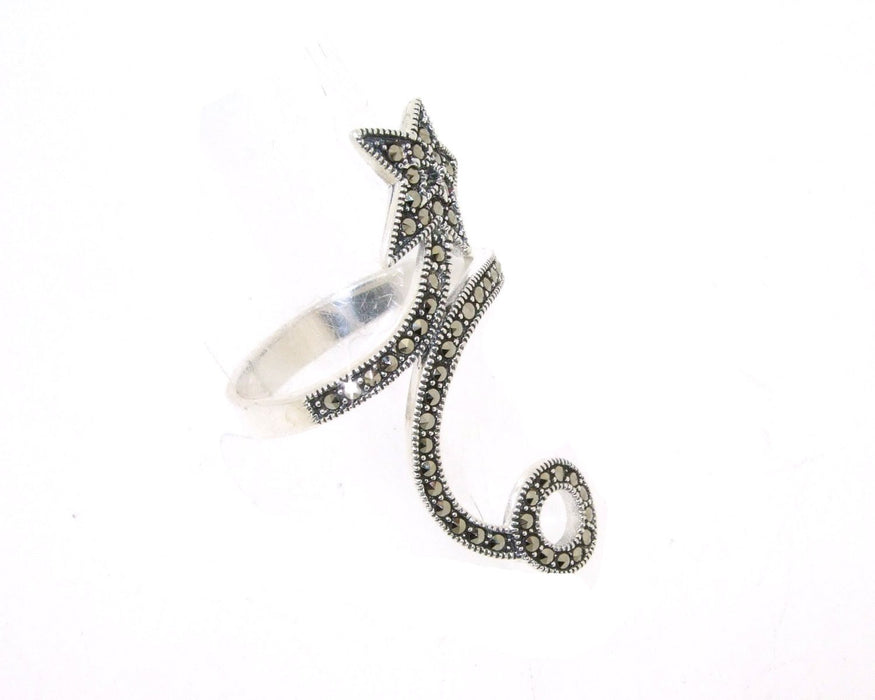 Art Deco Ring Silver Marcasite Shooting Star - The Hirst Collection