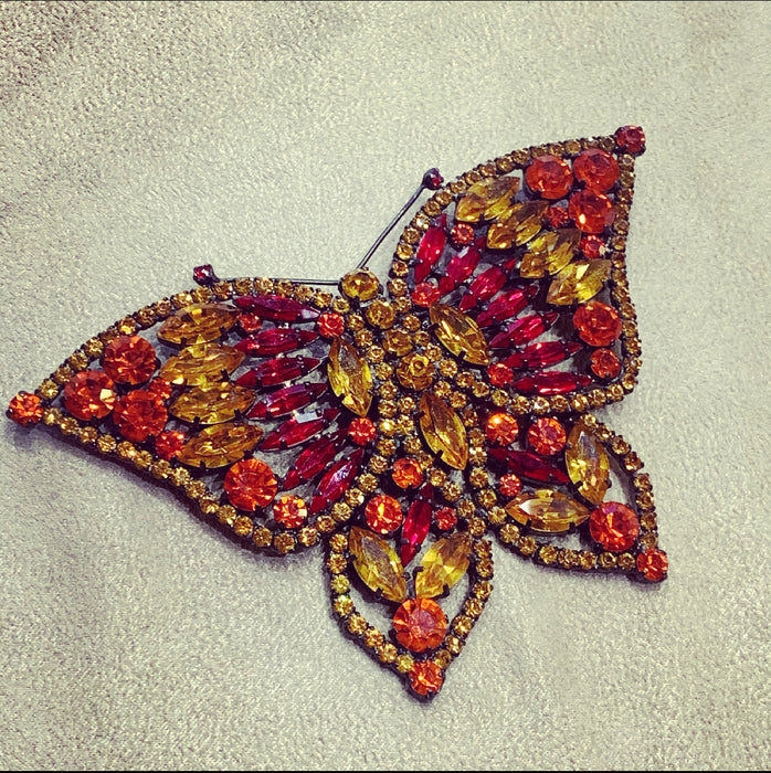 Large statement amber butterfly brooch by Cristobal - The Hirst Collection