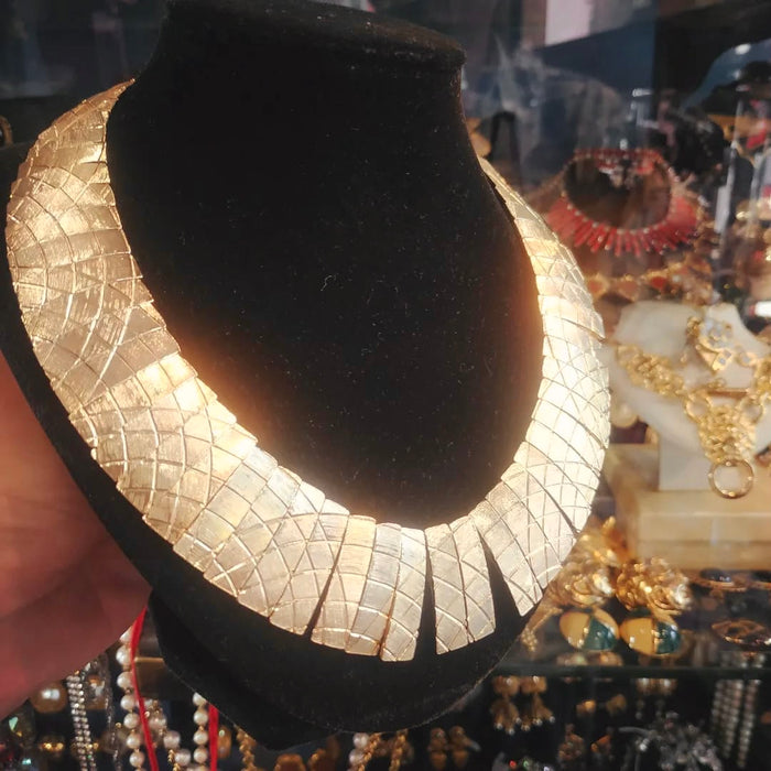 Articulated Engraved Statement Necklace