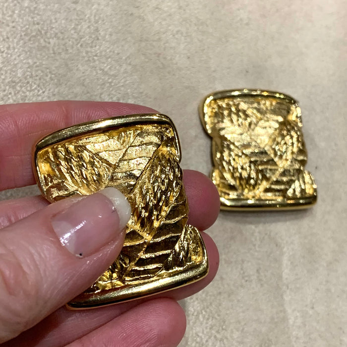 Yves Saint Laurent Statement Gold Plaited Earrings - The Hirst Collection