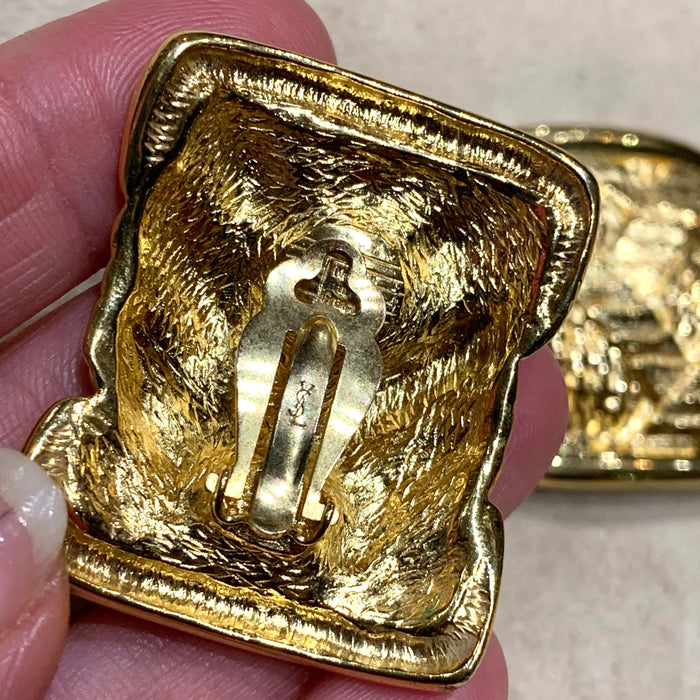 Yves Saint Laurent Statement Gold Plaited Earrings - The Hirst Collection