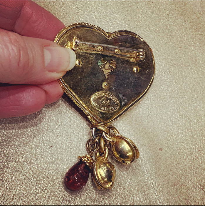 Christian Lacroix Heart charm brooch - The Hirst Collection