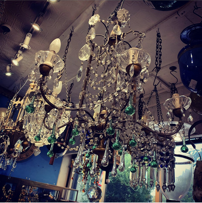 Antique Italian Green Glass drop chandelier 19th Century - The Hirst Collection
