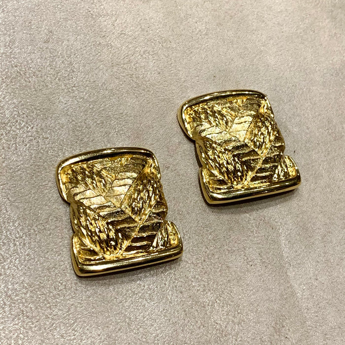 Yves Saint Laurent Statement Gold Plaited Earrings - The Hirst Collection