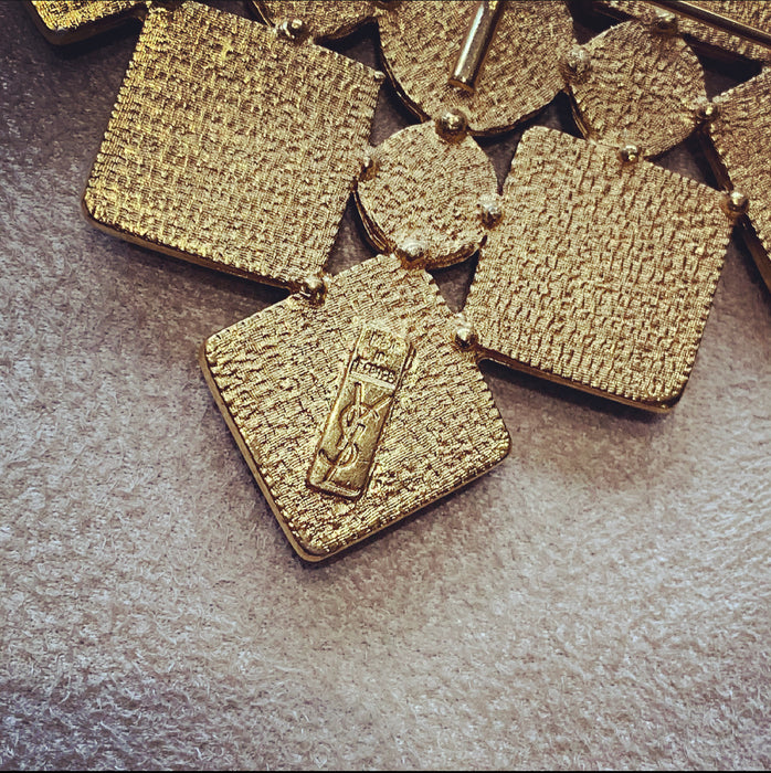 Yves Saint Laurent Statement brooch peach squares - The Hirst Collection