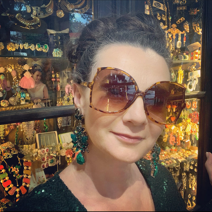 Malachite Emerald green statement earrings by Frangos - The Hirst Collection