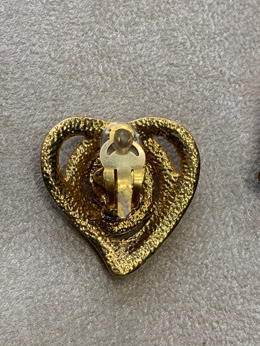 Chanel heart vintage clip on gold earrings - The Hirst Collection