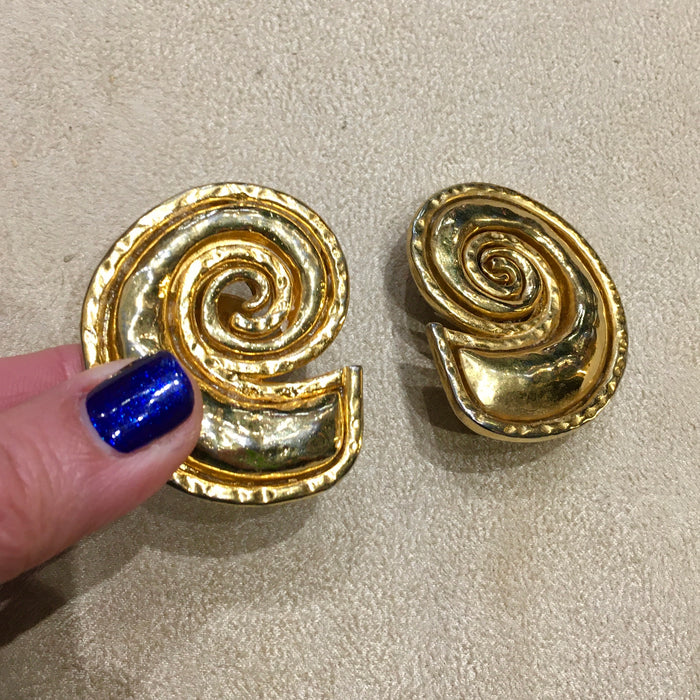 Edouard Rambaud Chunky Gold Spiral clip on earrings - The Hirst Collection