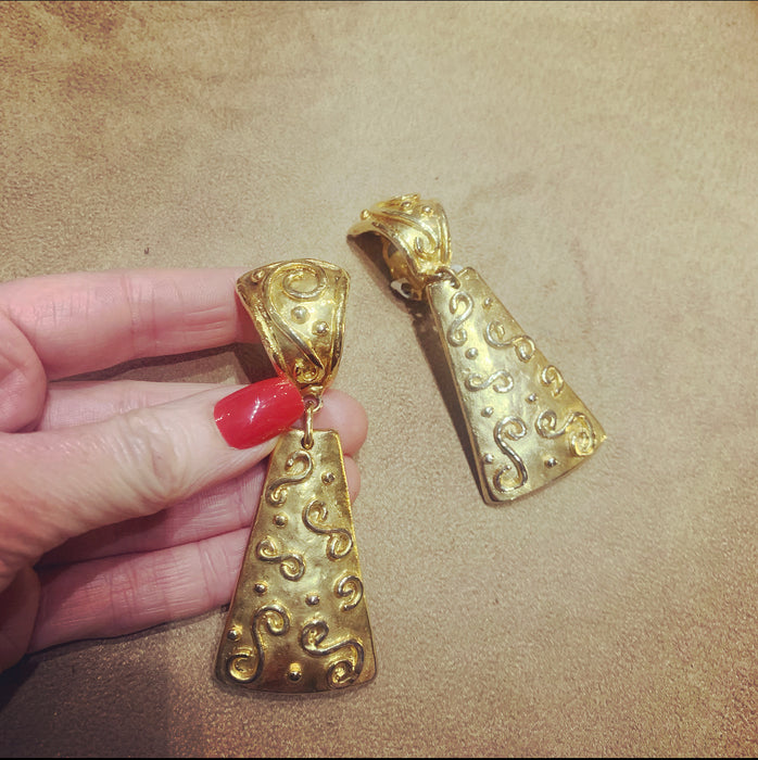 Edouard Rambaud Chunky Gold Deop vintage clip on earrings