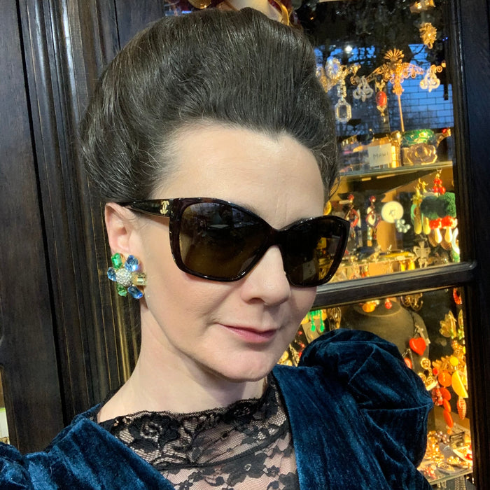 Ciner large pastel clip on earrings - The Hirst Collection