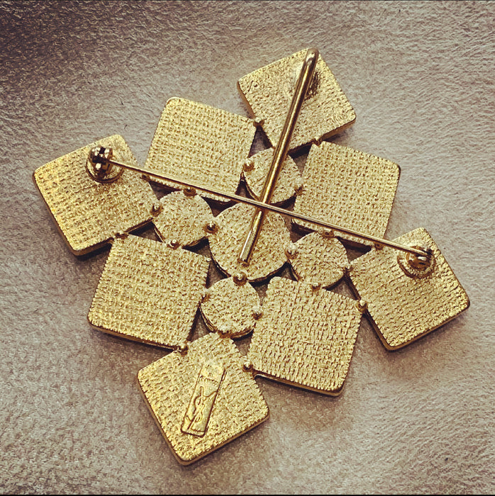 Yves Saint Laurent Statement brooch peach squares - The Hirst Collection