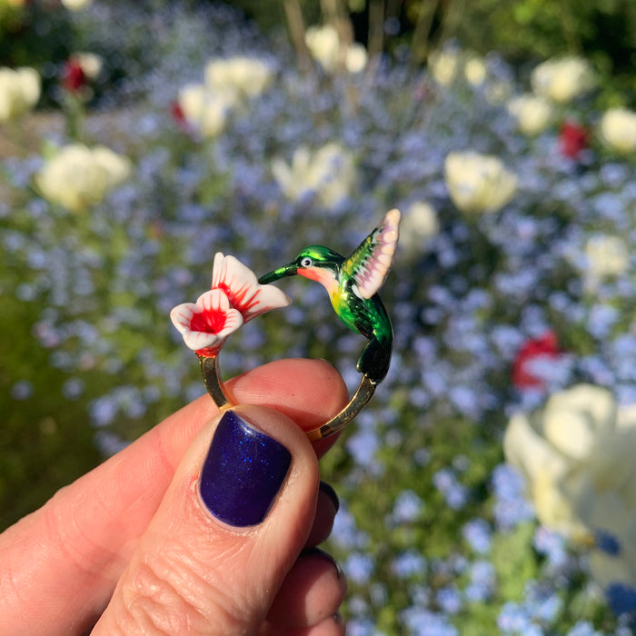 Hummingbird Ring Enamel Bill Skinner - The Hirst Collection
