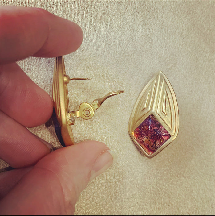 Yves Saint Laurent pink lava pierced earrings - The Hirst Collection