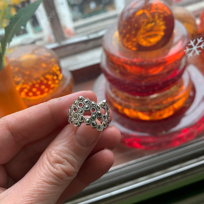 Honeycomb Ring in Silver Marcasite - The Hirst Collection