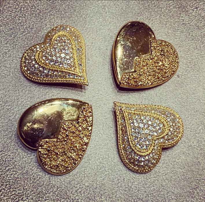 Vintage YSL Heart Earrings Gold Yves Saint Laurent - The Hirst Collection