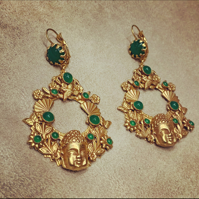 Askew London Buddha head bird statement earrings - The Hirst Collection