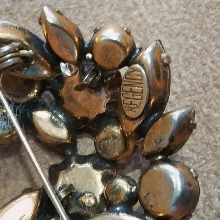Vintage amber crystal baroque pearl brooch by Regency