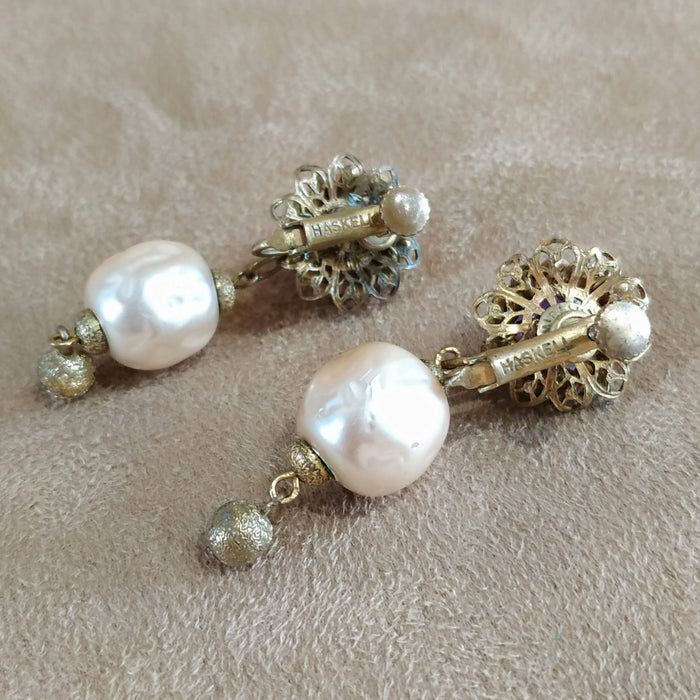 Miriam Haskell Pearl Purple earrings