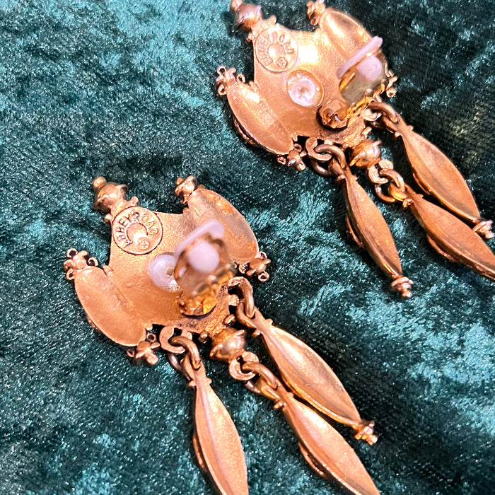 Pearl and Gold Chandelier Statement Earrings by Abbey Road