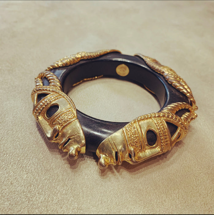 Dominique Aurientis wooden gold mask bangle - The Hirst Collection