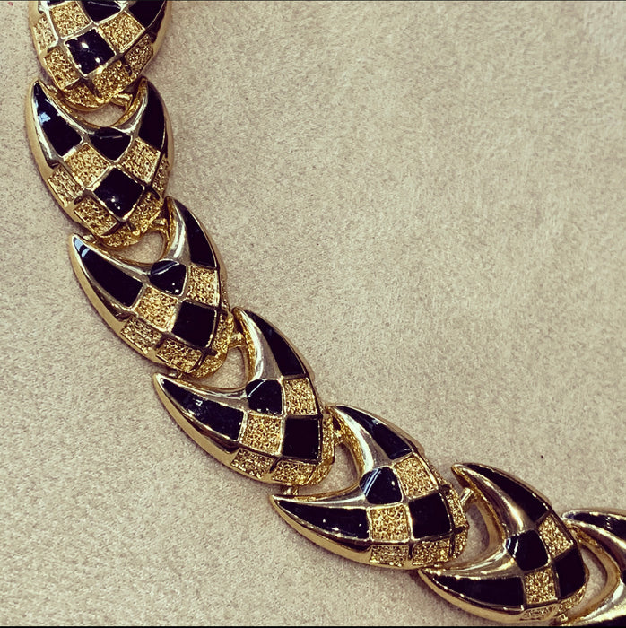 Balenciaga Necklace Black and Gold Enamel - The Hirst Collection