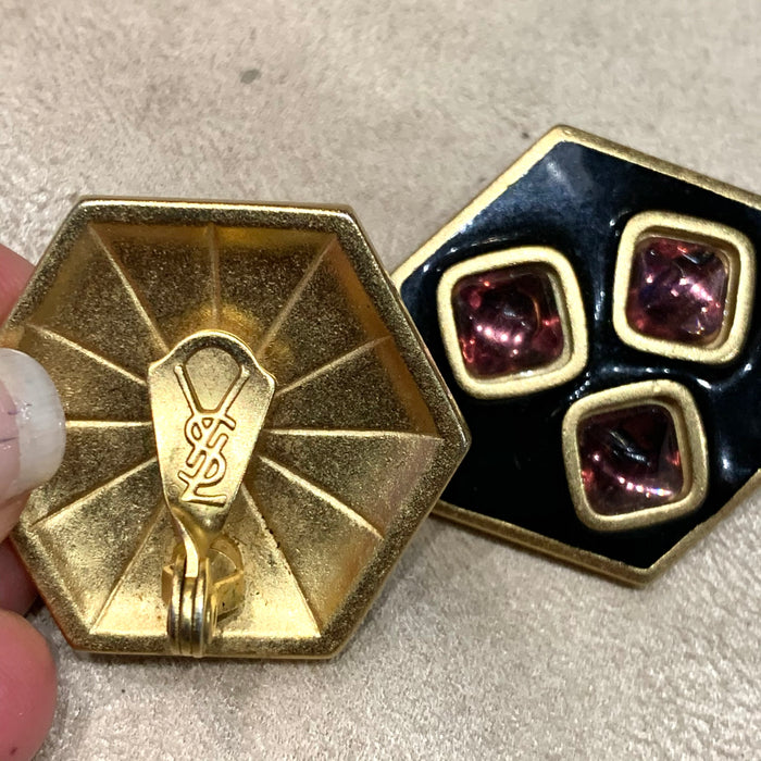 Yves Saint Laurent Clip On earrings in black and purple - The Hirst Collection