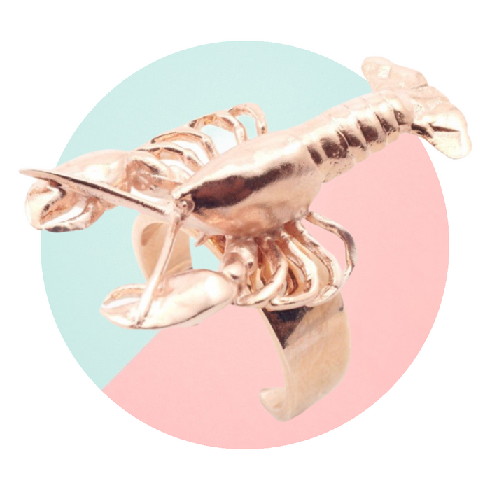 Lobster ring rose gold plated by Bill Skinner - The Hirst Collection