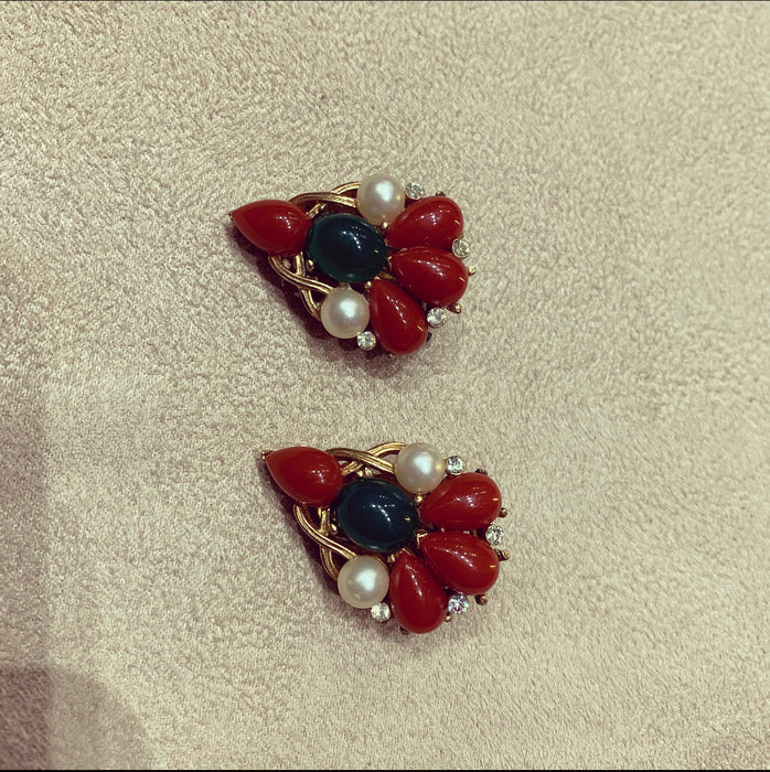 Trifari Kashmir Collection smaller Earrings - The Hirst Collection
