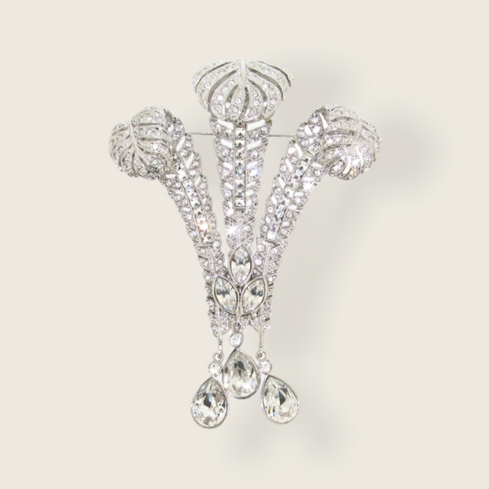 Prince of Wales Feathers Brooch Crystal Bill Skinner - The Hirst Collection