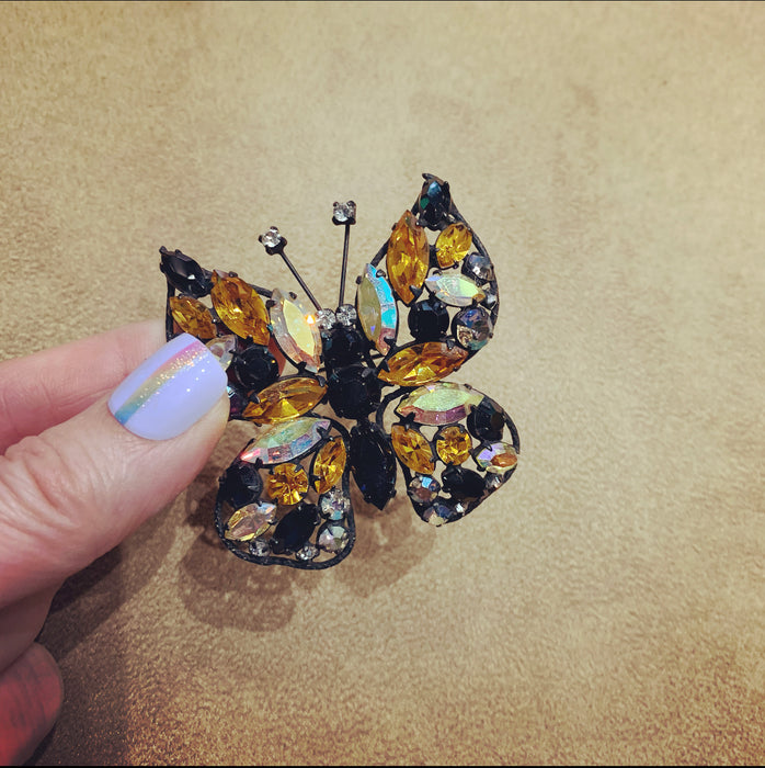 Amber Crystal Butterfly brooch by Regency - The Hirst Collection