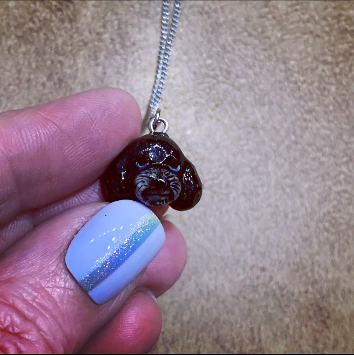 Black Poodle cockerpoo Head Necklace And Mary - The Hirst Collection