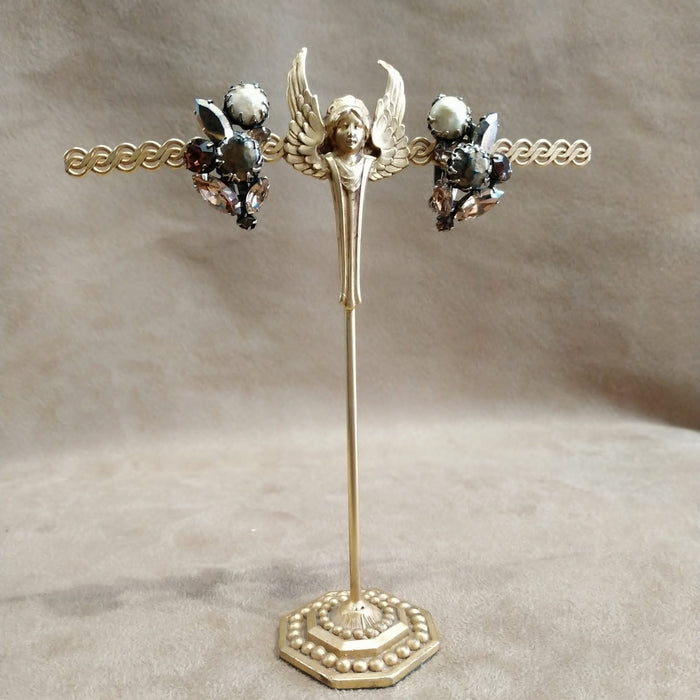 Regency Vintage amber crystal baroque pearl earrings